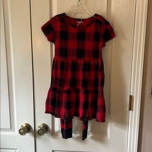Old Navy Red and Black Plaid Dress Leggings Set